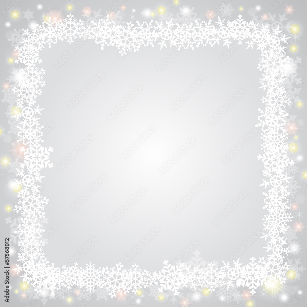 Fototapeta premium Winterlicher, quadratischer Hintergrund mit Eisblumen, grau