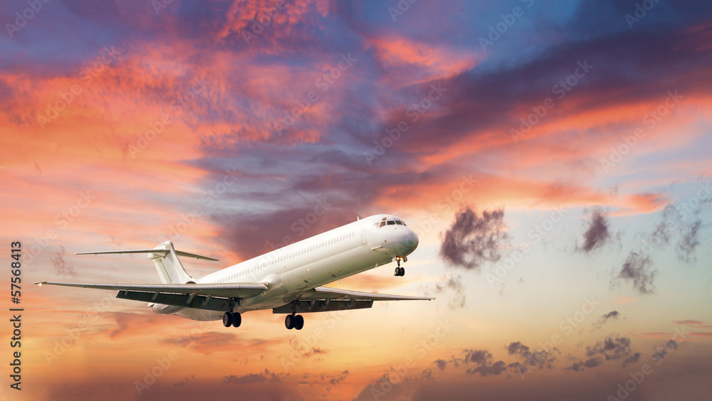 commercial jet airplane in flight