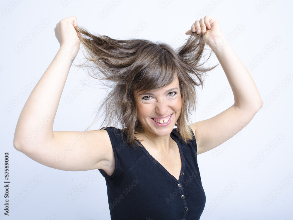 Fototapeta premium real nice young woman in funny expression