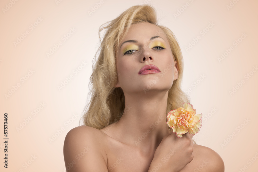beauty blonde girl with flower beauty blonde girl with flower