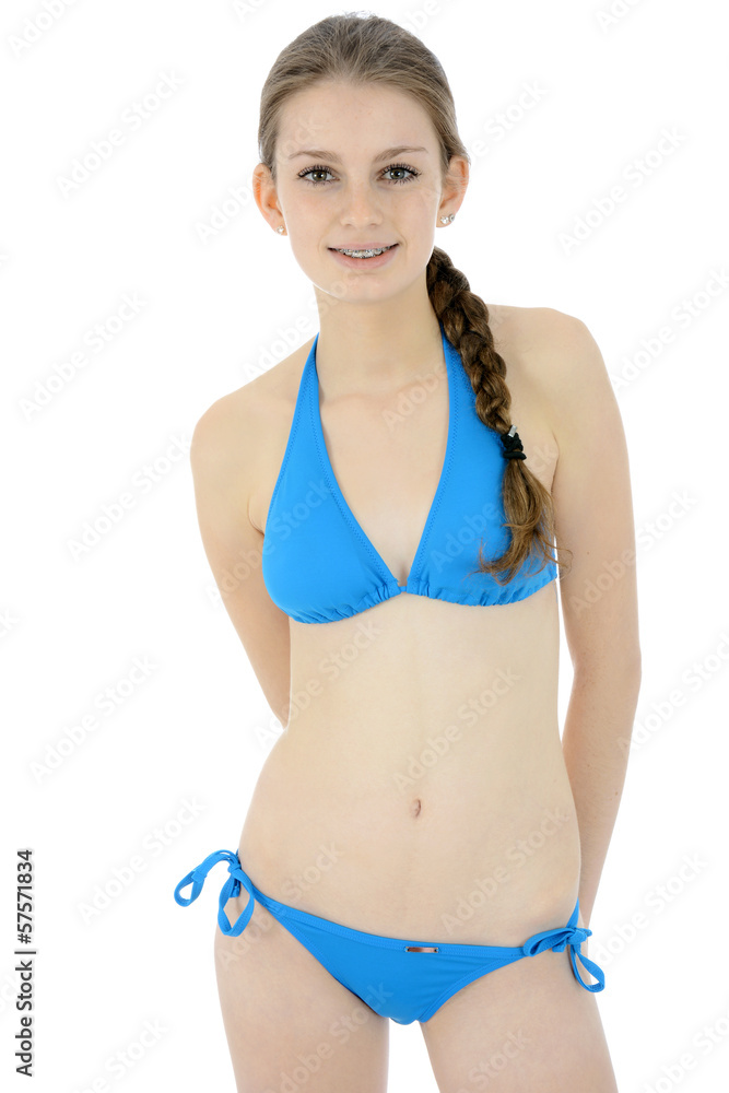 Teenager in blauem Bikini Stock-Foto | Adobe Stock