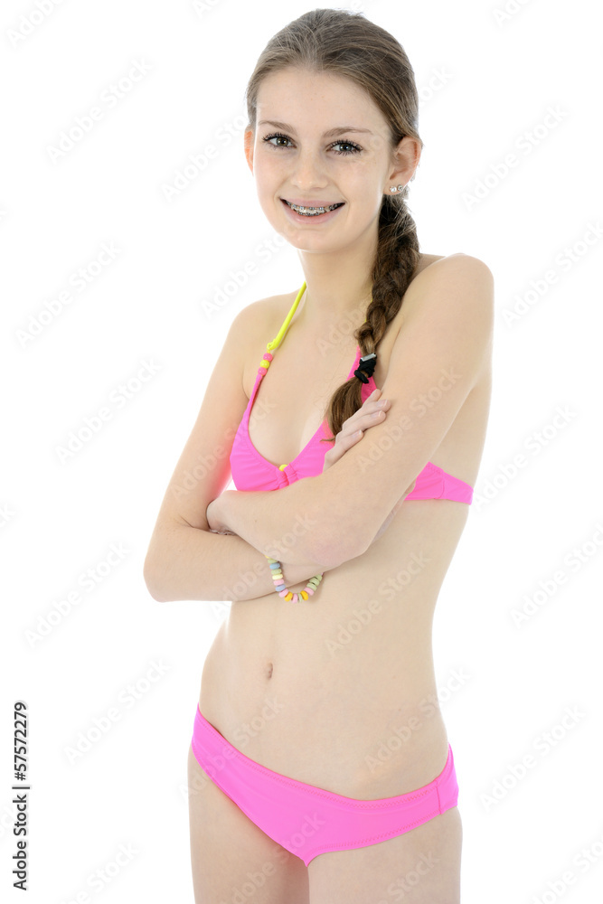 Teenager in pinkem Bikini Stock Photo | Adobe Stock