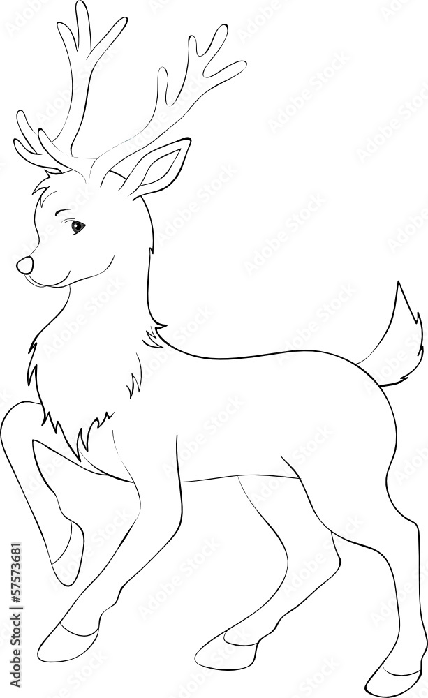 Rentier Rudolf Ausmalvorlage Stock-Vektorgrafik | Adobe Stock