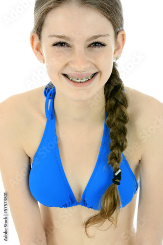 Obraz na płótnie Teenager in Bikini lacht w salonie