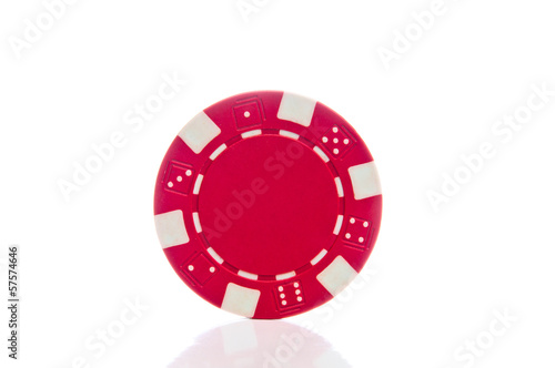 Red poker chip closeup