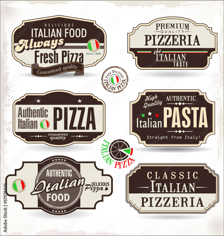 Pizza labels and badges
