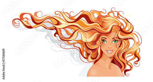 The girl with red hair and green eyes