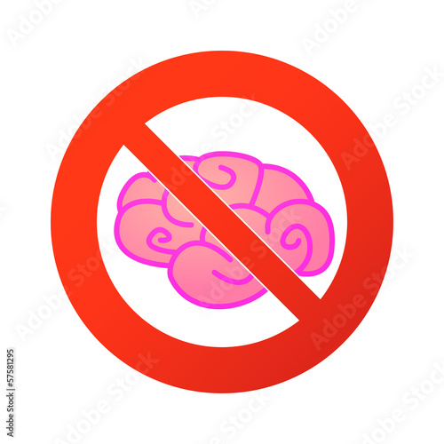 Forbidden sign with a brain