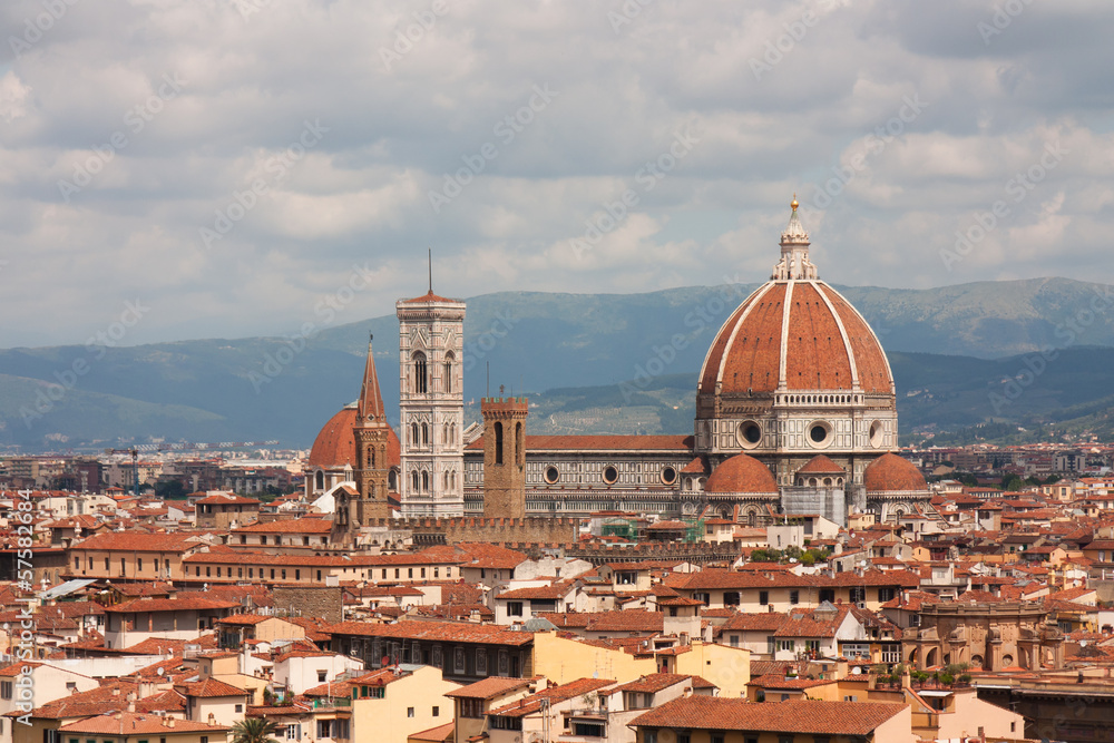 Florence - Basilica di Santa Maria del Fiori with Tower of Campa