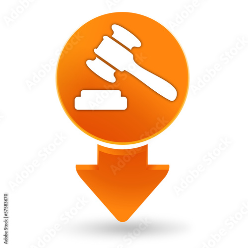 marteau de justice sur signet orange