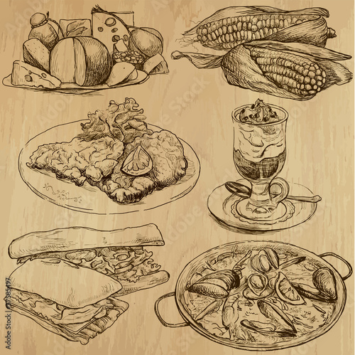 Food and Drinks around the World - drawings into vector 3