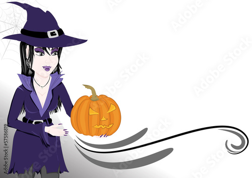 Sfondo halloween strega e zucca