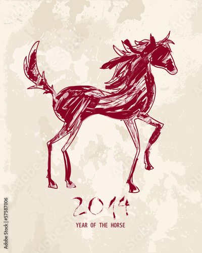 Chinese new year of the Horse abstract red shape file.