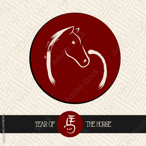 Chinese new year of the Horse red circle shape file.