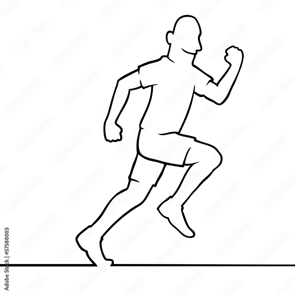 Black line art illustration of a running athlete. Black line art illustration of a running athlete.