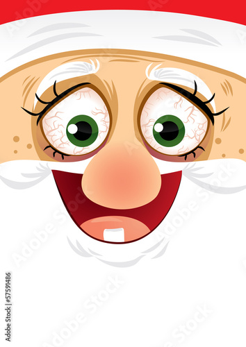 Crazy Eyes Santa - Vector Cartoon