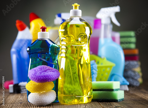 Assorted cleaning products 