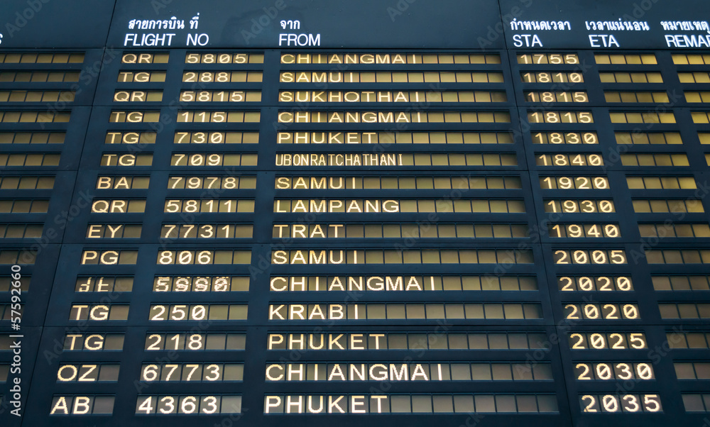 Fototapeta premium Suvarnabhumi Flight information board