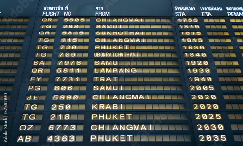 Suvarnabhumi Flight information board
