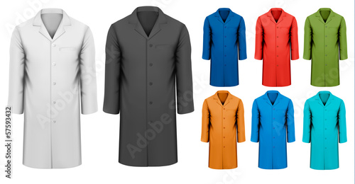 Set of white and black and colorful work clothes. Vector