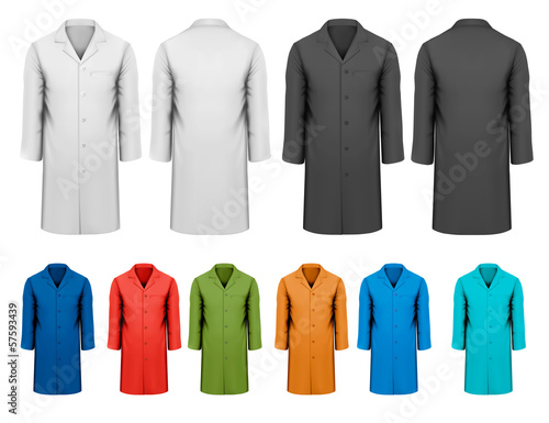 Set of white and black and colorful work clothes. Vector