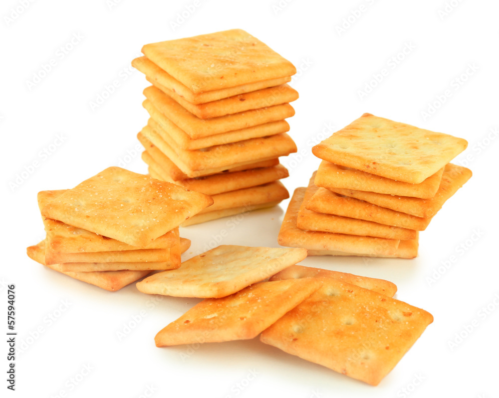 Delicious crackers isolated on white Delicious crackers isolated on white