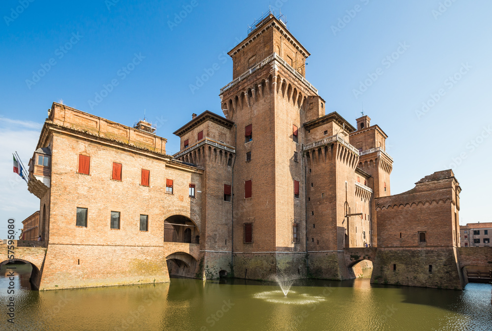 old Estense Castle in Ferrara, Italy - obrazy, fototapety, plakaty 