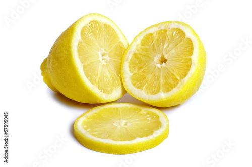 Two halves of lemon isolated on white