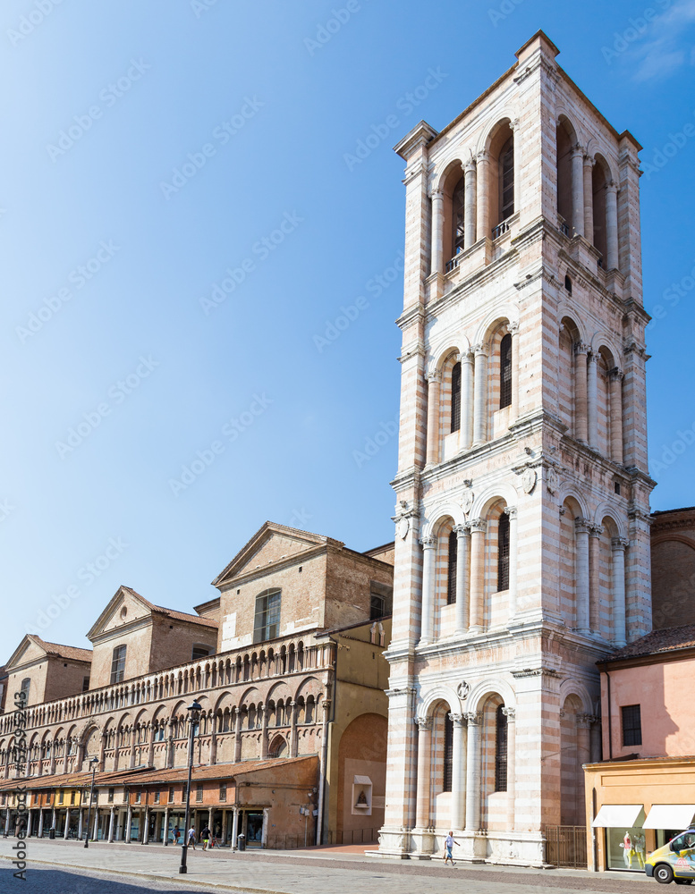 romanesque cathedral (Duomo) in Ferrara, Italy