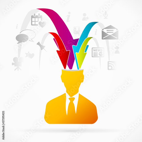 Abstract avatar vector illustration about overloaded brain