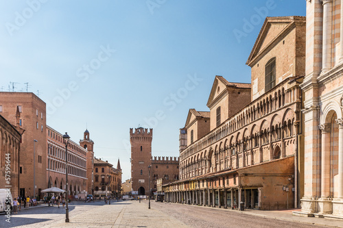 old street in historical center of Ferrara, Italy photo