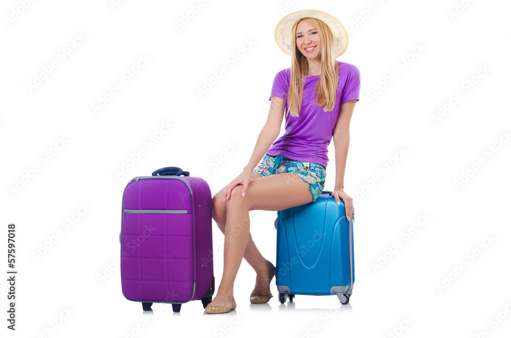 Woman preparing for travel on summer vacation Woman preparing for travel on summer vacation