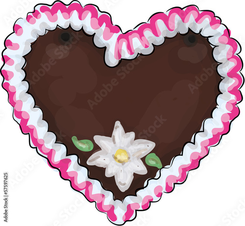 Lebkuchenherz rosa gemalt