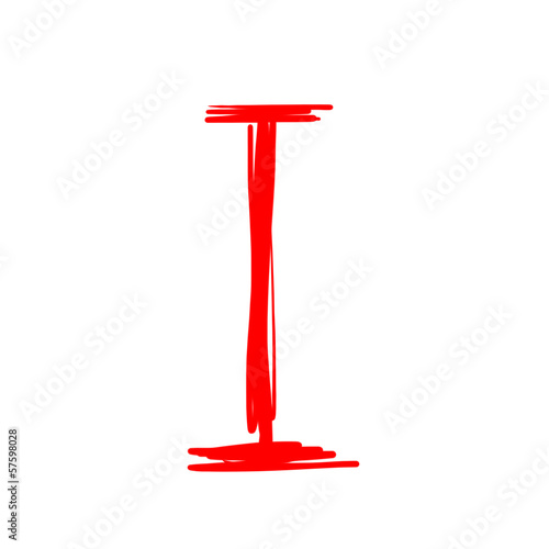 red letter I isolated on white