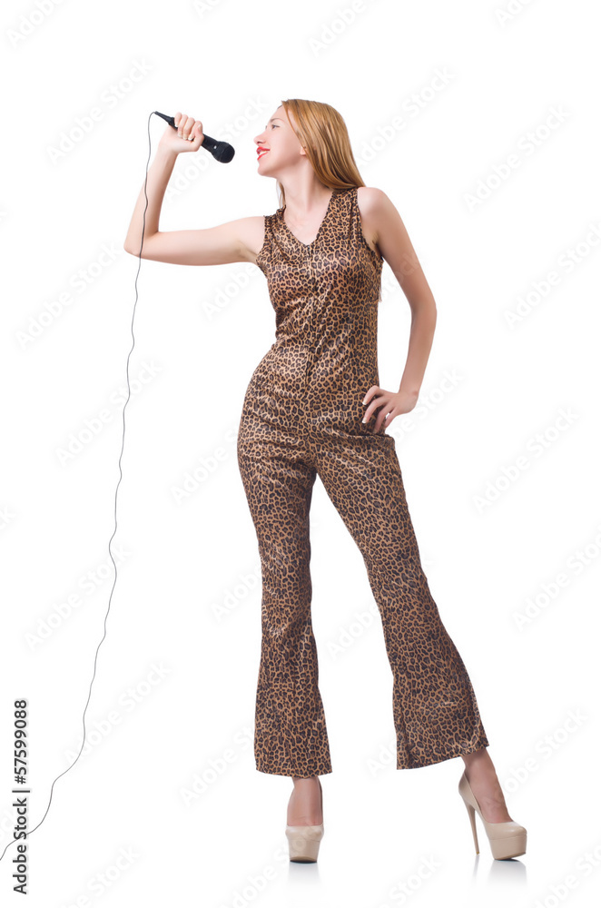 Female singer isolated on white Female singer isolated on white