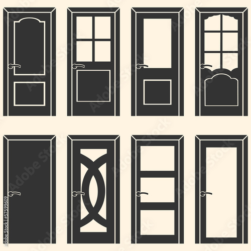 vector set of 8 door icons