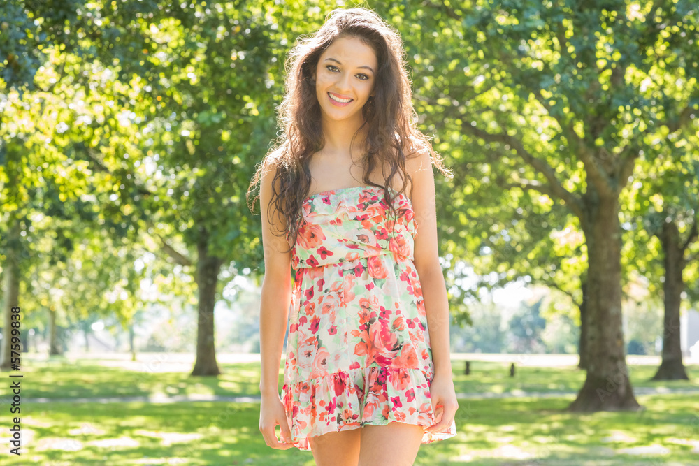 Stylish gorgeous brunette smiling at camera Stylish gorgeous brunette smiling at camera