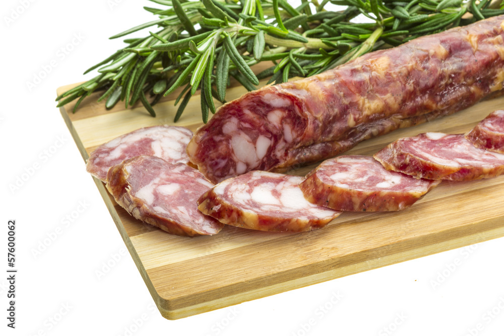 Salami with rosemary, basil and tomato Salami with rosemary, basil and tomato