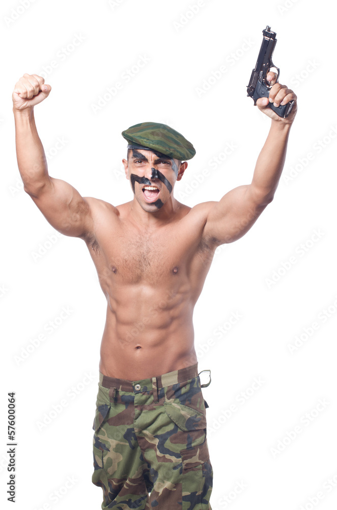 Soldier isolated on the white background Soldier isolated on the white background
