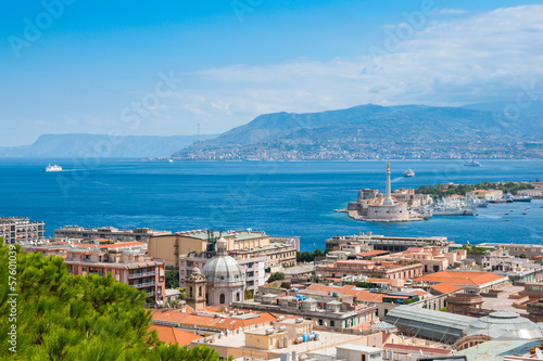 Obraz na płótnie Strait between Sicily and Italy, view from Messina, Sicily w salonie