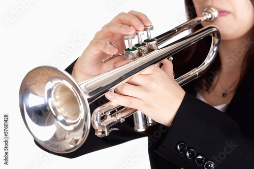 Closeup of Trumpet Player Playing