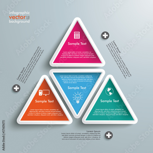 Big Triangle With Four Colored Triangles Infographic