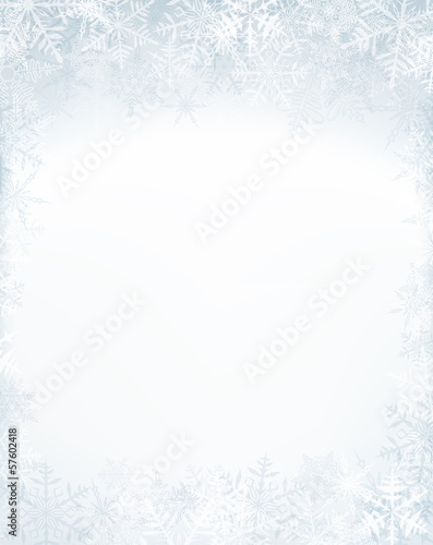 Christmas frame with crystallic snowflakes.