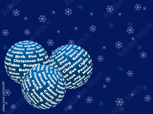 Christmas balls made of words related to Christmas