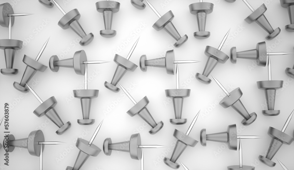 Many silver push pins concept Many silver push pins concept