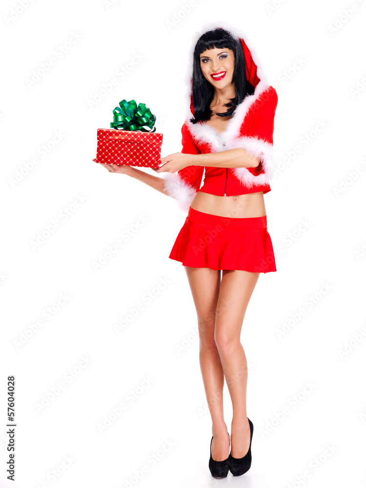 beautiful snow maiden holds the christmas box beautiful snow maiden holds the christmas box