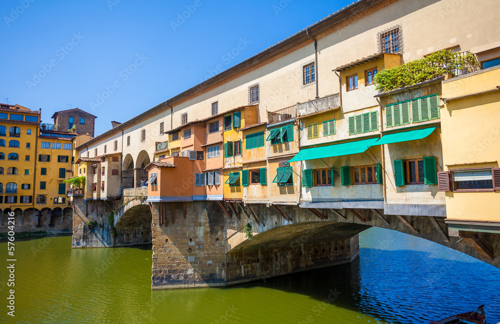 Ponte Vecchio view over Arno  river in Florence