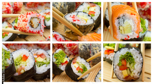 Sushi roll collage