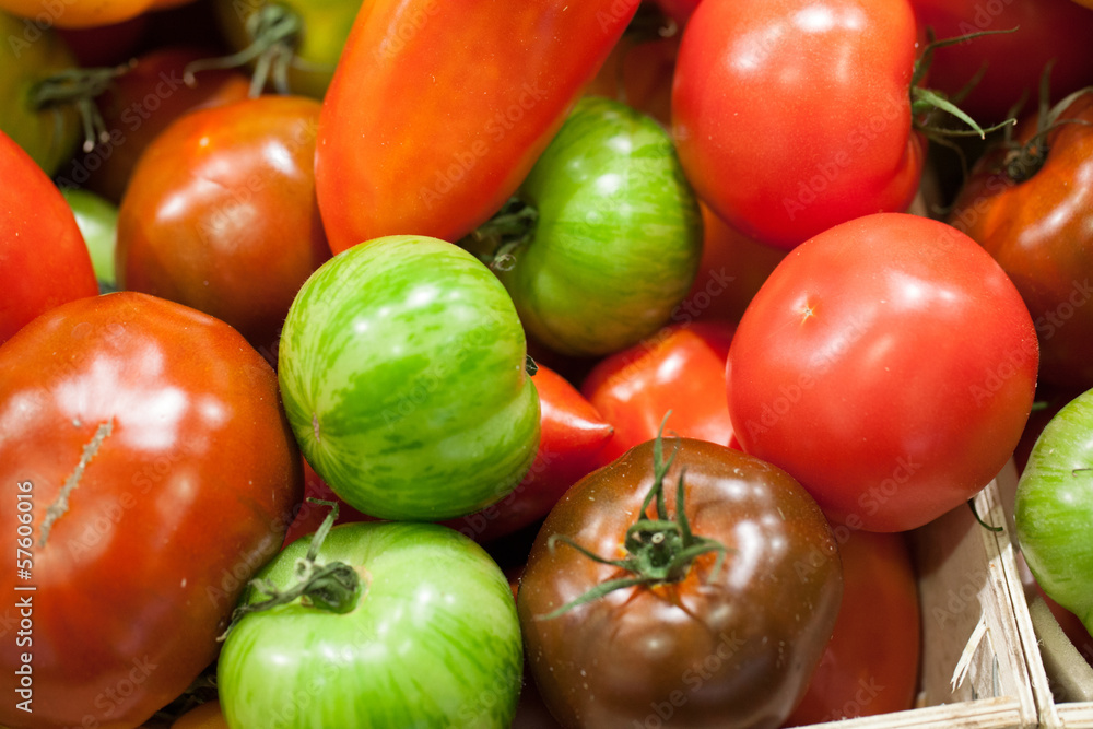 Green and red varieties of tomatoes Green and red varieties of tomatoes