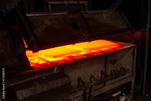 hot iron in furnace photo